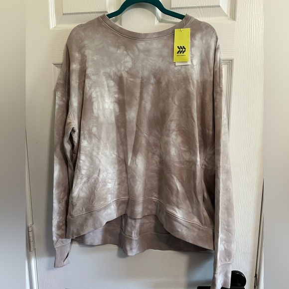 All In Motion Tie Dye Crewneck Sweatshirt w/ Thumbholes and Pockets Gray/Tan NWT - Picture 1 of 4